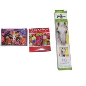 Diamond Art Paint Number, Kitten Puzzle & Floral Collage Puzzle NWT